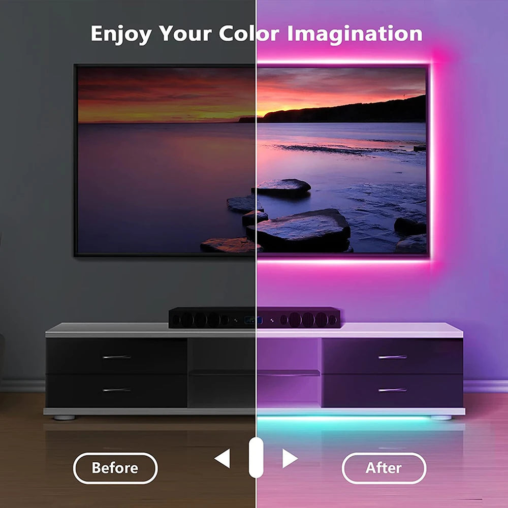 Bluetooth USB RGB LED Strip Light - Flexible Adhesive TV Backlight
