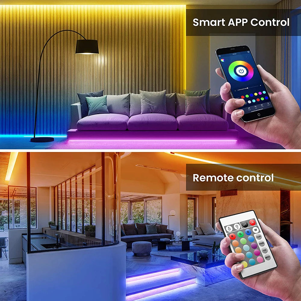 Bluetooth USB RGB LED Strip Light - Flexible Adhesive TV Backlight