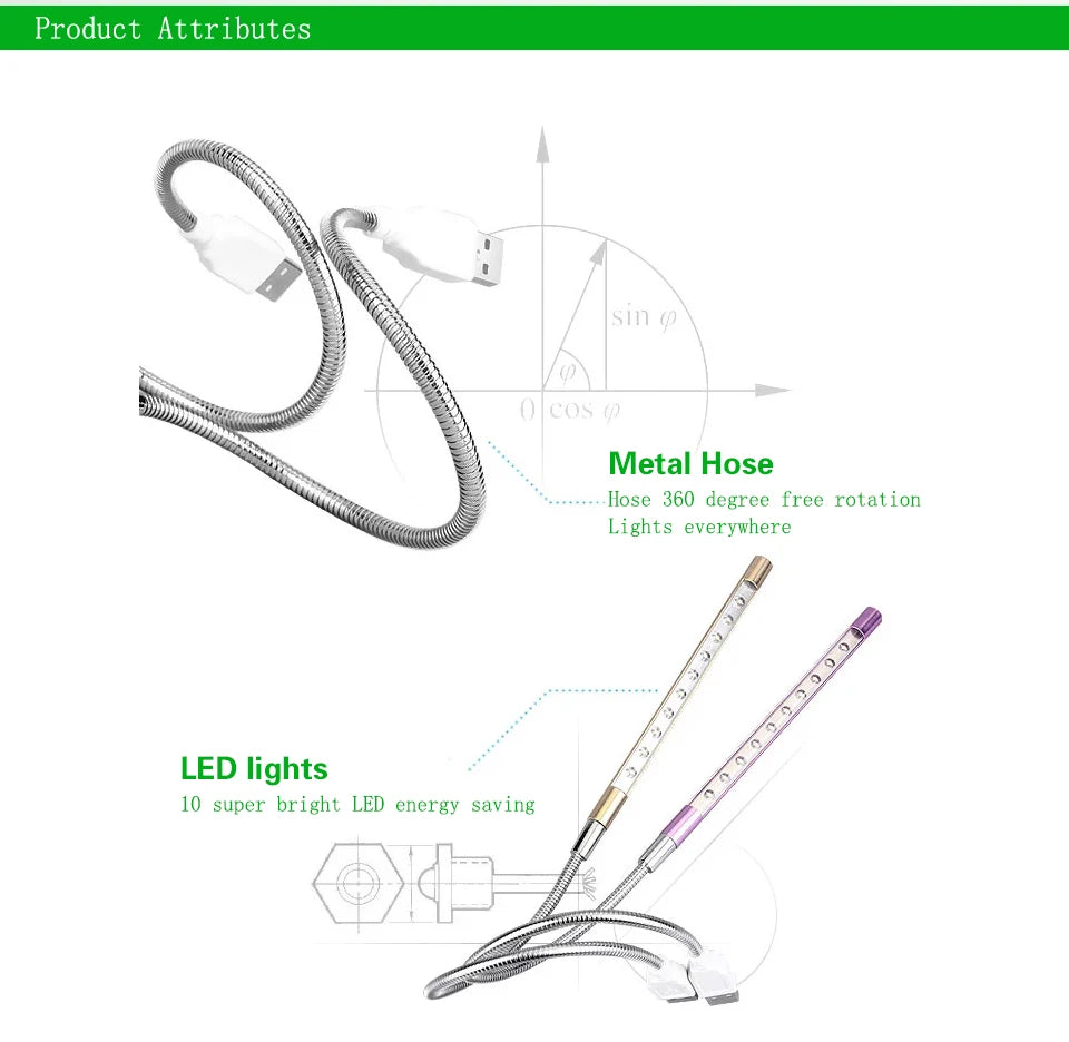 USB Reading Light - Flexible Mini Lamp for Books & Laptops