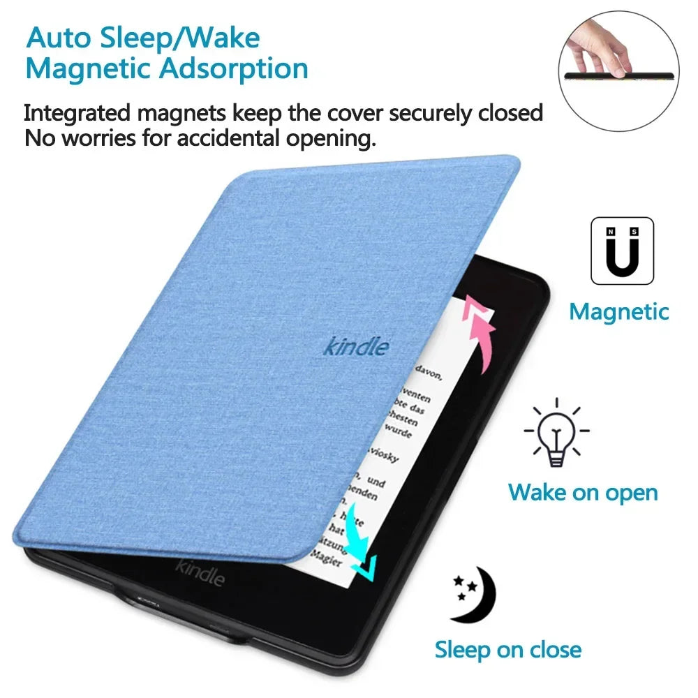 Slim Magnetic Kindle Case - Stylish Fabric Cover with Auto Sleep/Wake, Fits Paperwhite & Oasis (All Generations)
