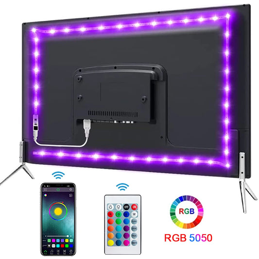 Bluetooth USB RGB LED Strip Light - Flexible Adhesive TV Backlight