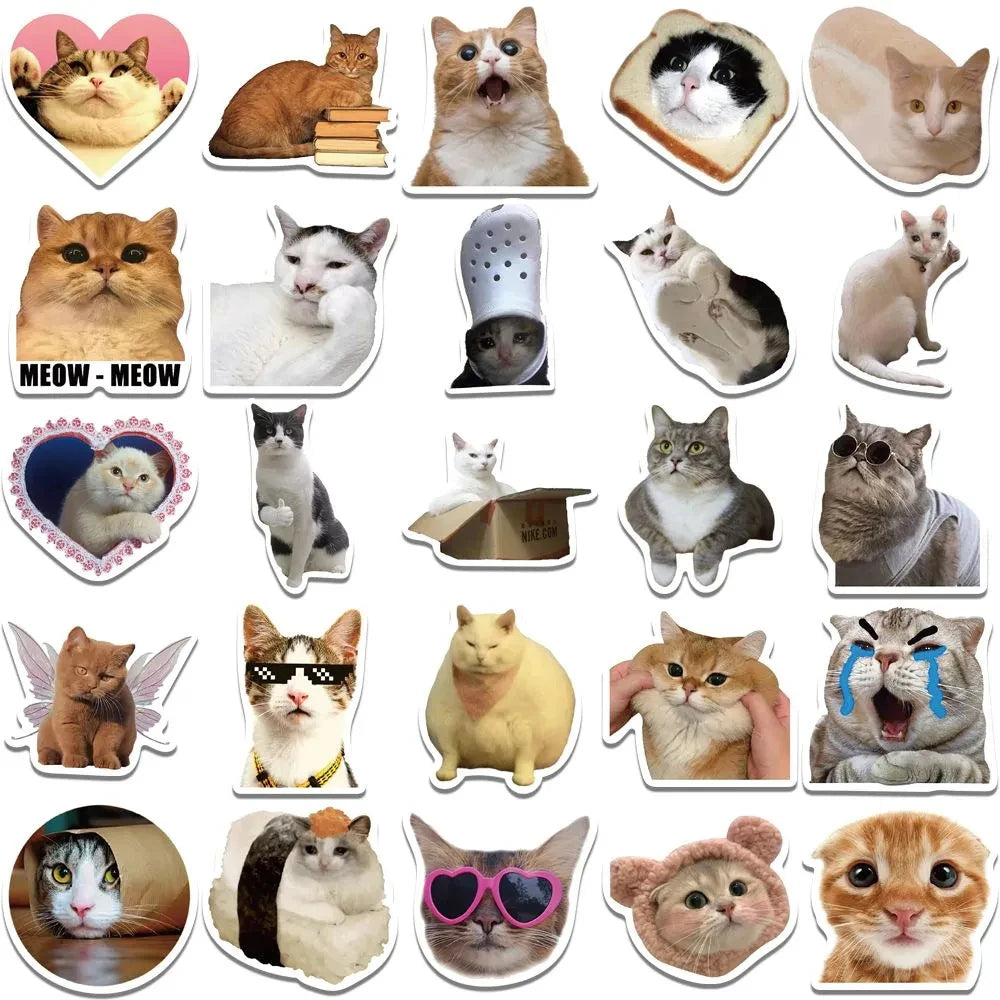 Korean Aesthetic Cat Stickers - Kawaii Stationery Set (10/30/50 PCS)